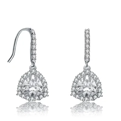 Genevive Jewelry Women's Rachel Glauber White Gold Plated Clear Cubic Zirconia Drop Earrings