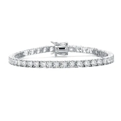 Genevive Jewelry Women's Rachel Glauber White Gold Plated Cubic Zirconia Magnetic Lock Tennis Bracelet