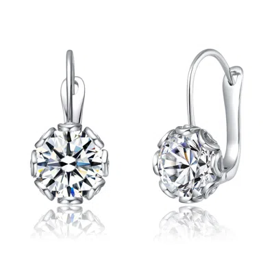 Genevive Jewelry Women's Rachel Glauber White Gold Plated Cubic Zirconia Solitaire Drop Earrings