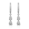 Genevive Jewelry Women's Rachel Glauber White Gold Plated Cubic Zirconia Two-stone Dangle Huggie Hoop Earrings In White