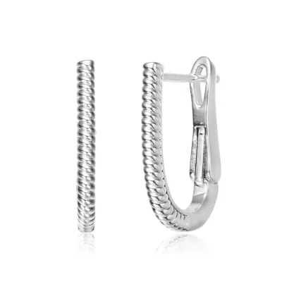 Genevive Jewelry Women's Rachel Glauber White Gold Plated U Small Hoop Earrings