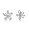 Genevive Jewelry Women's Rachel Glauber White Gold Plated With Cubic Zirconia Blooming Flower Stud Earrings In White