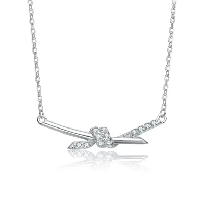Genevive Jewelry Women's Rachel Glauber White Gold Plated With Cubic Zirconia Bypass Necklace In Metallic