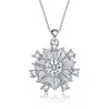 Genevive Jewelry Women's Rachel Glauber White Gold Plated With Cubic Zirconia Flower Snowflake Pendant Necklace In White