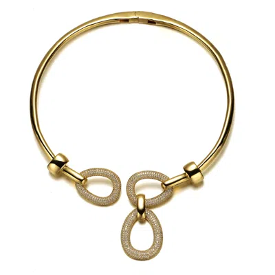 Genevive Jewelry Women's Rachel Glauber Yellow Gold Plated Modern Triple Mesh Drop Open Collar Choker Necklace