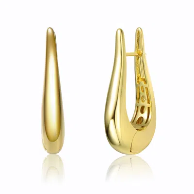 Genevive Jewelry Women's Rachel Glauber Yellow Gold Plated Oblong Oval Raindrop Hoop Earrings