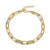 Genevive Jewelry Women's Rachel Glauber Yellow Gold Plated With Multi Color Enamel Chain Bracelet In Gold