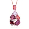 Genevive Jewelry Women's Red / Pink / Rose Gold Rose Gold Plated Ruby Colored Cubic Zirconia Accent Pendant Necklace