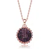 Genevive Jewelry Women's Rose Gold / Brown Sterling Silver Cubic Zirconia Round Shaped Pendant In Multi