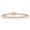 Genevive Jewelry Women's Rose Gold Classic Sterling Silver Rose Plated Cubic Zirconia Tennis Bracelet In Gold