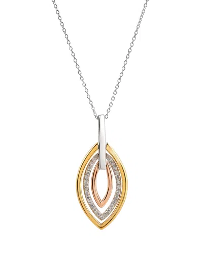 Genevive Jewelry Women's Rose Gold / Gold / White Sterling Silver Cubic Zirconia Three Tone Necklace In Multi