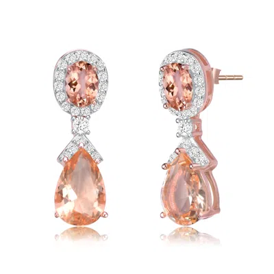 Genevive Jewelry Women's Rose Gold / Orange / White Rose Gold Plated Orange Cubic Zirconia Drop Earrings