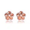 Genevive Jewelry Women's Rose Gold / Pink Cubic Zirconia Sterling Silver Rose Plated Flower Earrings In Pink