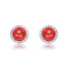 Genevive Jewelry Women's Rose Gold / Pink / White Dark Pink Rose Gold Plated Earrings