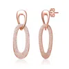 Genevive Jewelry Women's Rose Gold Plated With Clear Cubic Zirconia Raindrop Dangle Earrings In Sterling Silver In Gold