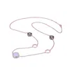 Genevive Jewelry Women's Rose Gold / Purple / Black Sterling Silver Lavander And White Cubic Zirconia Necklace