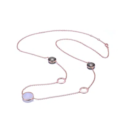 Genevive Jewelry Women's Rose Gold / Purple / Black Sterling Silver Lavander And White Cubic Zirconia Necklace