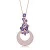 Genevive Jewelry Women's Rose Gold / Purple / White Sterling Silver Rose Gold Plated Clear And Purple Cubic Zirconia 