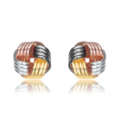 Genevive Jewelry Women's Rose Gold / Silver / Gold Sterling Silver Multi Colored Knot Earrings