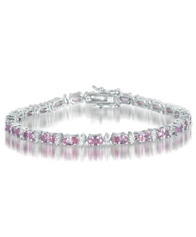Genevive Jewelry Women's Silver / Pink Classic Malibu Pink Tennis Bracelet In Multi