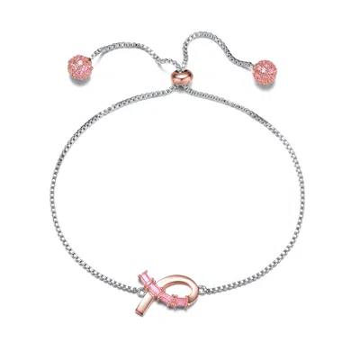 Genevive Jewelry Women's Silver / Pink / Rose Gold Rachel Glauber Chic Teens-young Adults Two Tone Infinity Love Adju