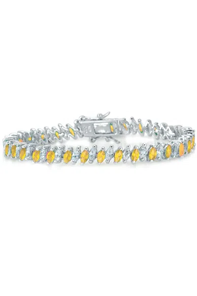 Genevive Jewelry Women's Silver / Yellow Sterling Silver Yellow Stacked Bracelet In Multi
