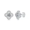 Genevive Jewelry Women's Stella Valentino Sterling Silver White Gold Plated With Lab Created Moissanite Four-leaf Hal In White