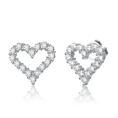 Genevive Jewelry Women's Stella Valentino Sterling Silver White Gold Plated With Lab Created Moissanite French Pave H