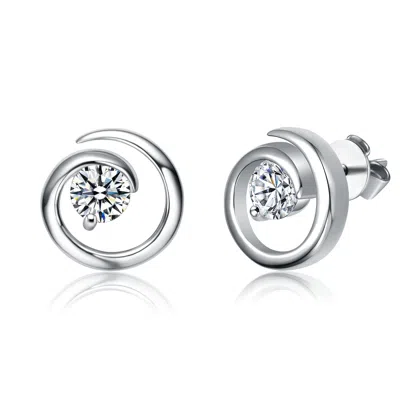 Genevive Jewelry Women's Stella Valentino Sterling Silver White Gold Plated With Lab Created Moissanite Open Eternity
