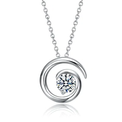 Genevive Jewelry Women's Stella Valentino Sterling Silver White Gold Plated With Lab Created Moissanite Open Eternity