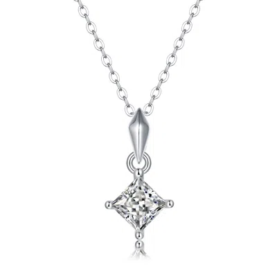 Genevive Jewelry Women's Stella Valentino Sterling Silver White Gold Plated With Lab Created Moissanite Princess Soli
