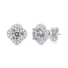 Genevive Jewelry Women's Stella Valentino Sterling Silver White Gold Plated With Lab Created Moissanite Round Halo Fl In White