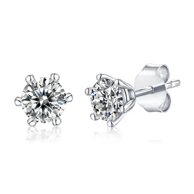 Genevive Jewelry Women's Stella Valentino Sterling Silver White Gold Plated With Lab Created Moissanite Round Solitai