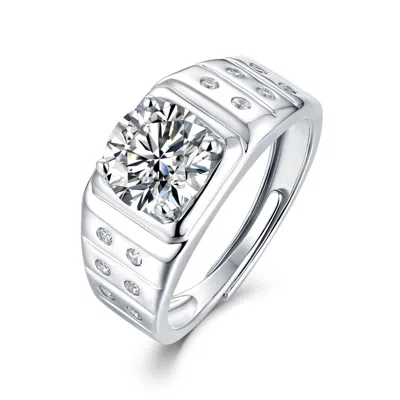 Genevive Jewelry Women's Stella Valentino Sterling Silver White Gold Plated With Lab Created Moissanite Solitaire & B