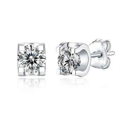 Genevive Jewelry Women's Stella Valentino Sterling Silver White Gold Plated With Lab Created Moissanite Solitaire Tul