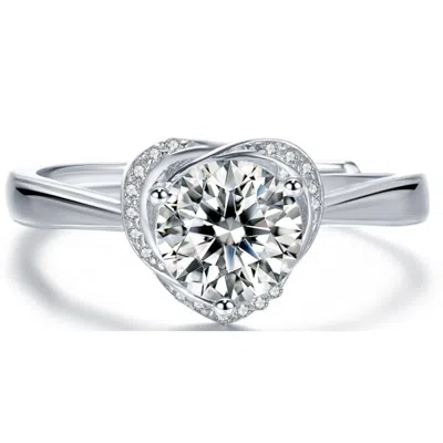 Genevive Jewelry Women's Stella Valentino Sterling Silver White Gold Plated With Round Lab Created Moissanite Heart P