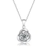 Genevive Jewelry Women's Stella Valentino Sterling Silver White Gold Plated With Round Moissanite Solitaire Flower Sw In White