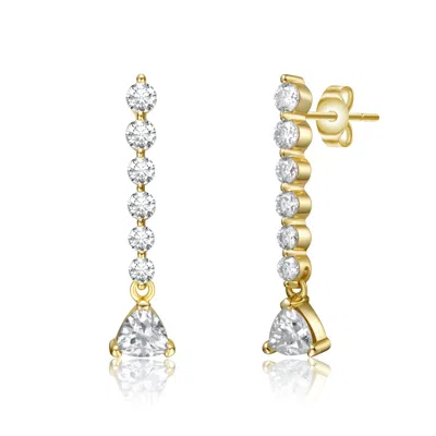 Genevive Jewelry Women's Stella Vallentino Sterling Silver Gold Plated With Lab Created Moissanite Linear Dangle Jour