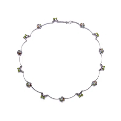 Genevive Jewelry Women's Sterling Silver Butterfly Flower Necklace