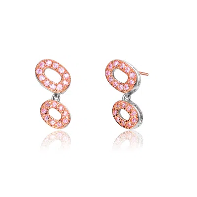 Genevive Jewelry Women's Sterling Silver Cubic Zirconia Double-o Earrings