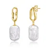 Genevive Jewelry Women's Sterling Silver Gold Plated Baroque Freshwater Pearl Drop Earrings In Gold
