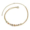 Genevive Jewelry Women's Sterling Silver Gold Plated Champagne, Amethyst, Ruby, Orange & Peridot Double Layer Rolo Ch In Gold