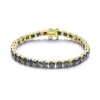 Genevive Jewelry Women's Sterling Silver Gold Plated With Black Cubic Zirconia Tennis Bracelet In Black