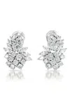 Genevive Jewelry Women's Sterling Silver White Gold Plated With Clear Cubic Zirconia Marquise Cluster Earrings In White