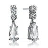 Genevive Jewelry Women's Sterling Silver White Gold Plated With Clear Cubic Zirconia Teardrop Earrings In White