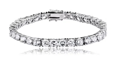 Genevive Jewelry Women's Sterling Silver White Gold Plated With Cubic Zirconia Tennis Bracelet