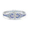 Genevive Jewelry Women's Sterling Silver White Gold Plated With Sapphire Blue Cubic Zirconia Link Bracelet In Blue