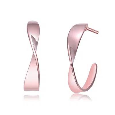 Genevive Jewelry Women's Sterling Silver With Rose Gold Plating Twisted Hoop Earrings