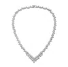 Genevive Jewelry Women's Sterling Silver With White Gold Plated Clear Marquise Cubic Zirconia Cluster Necklace In Silver