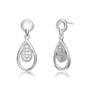 Genevive Jewelry Women's Stunning White Gold Plated With Clear Cubic Zirconia Pear Drop Earrings In White